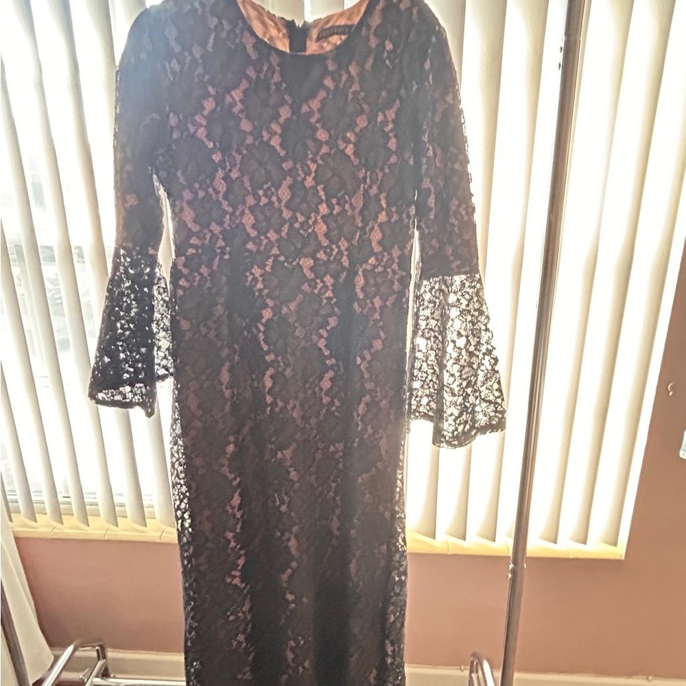 Black Bell Sleeve Long Gown for Cocktail